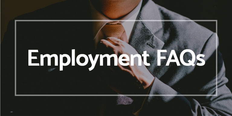 Employment FAQ's with man in business suit