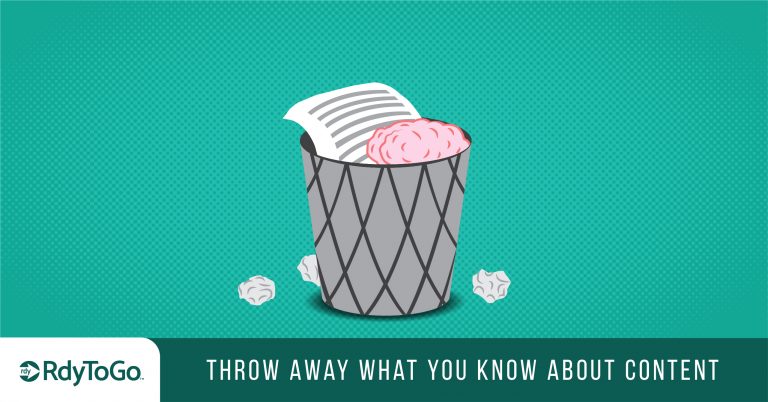 Illustration of trash can - RdyToGo throw away what you know about content