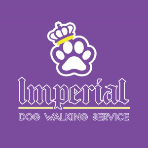 Imperial Dog Walking Service logo on purple background
